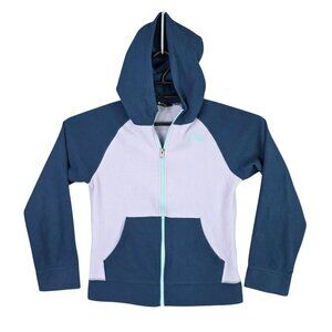 Girls North Face Blue & Lavender Full Zip Fleece Hoodie Polyester Size L 14/16